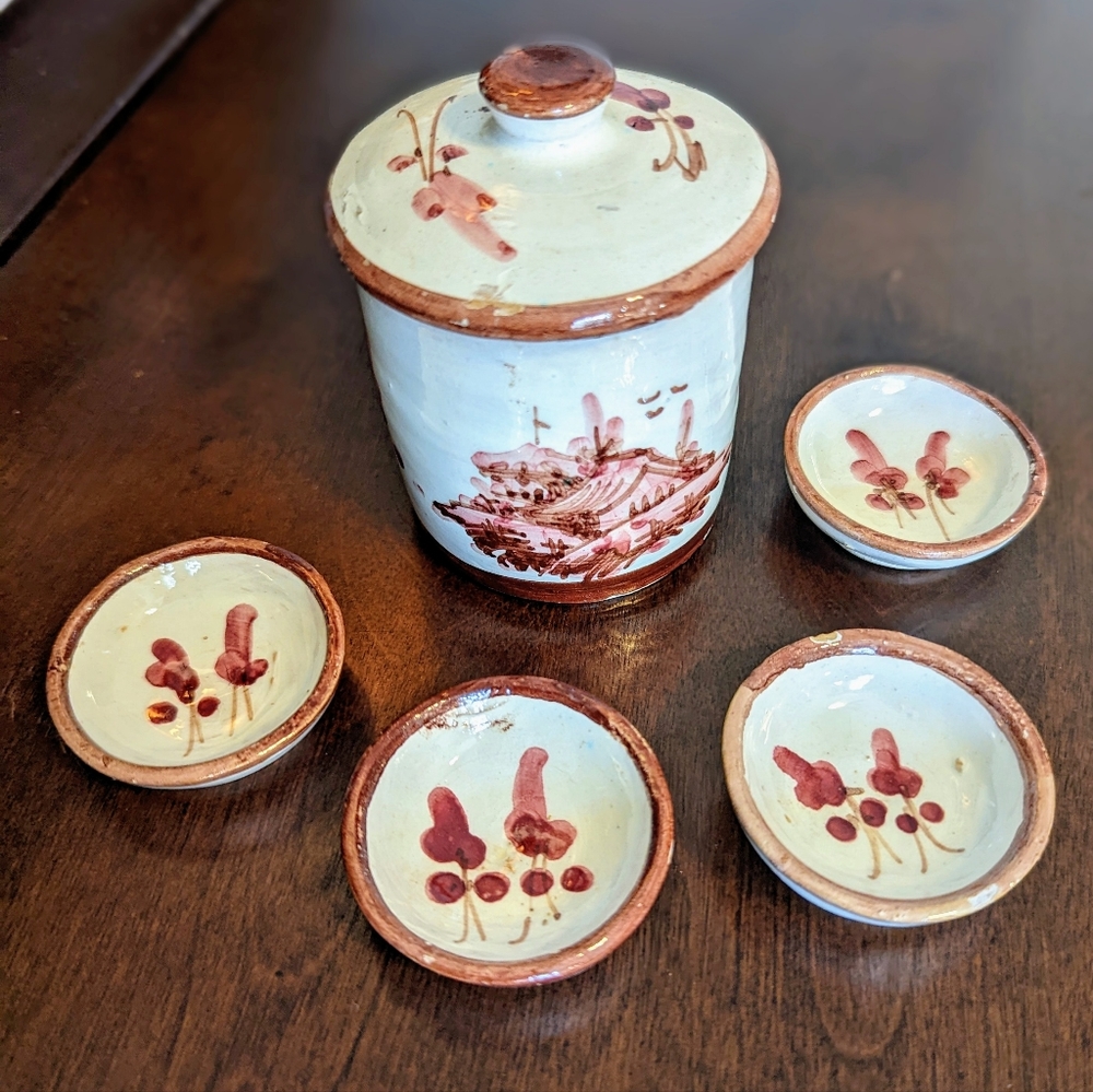 Vintage Sushi 🍣 Plate Set Italian Red